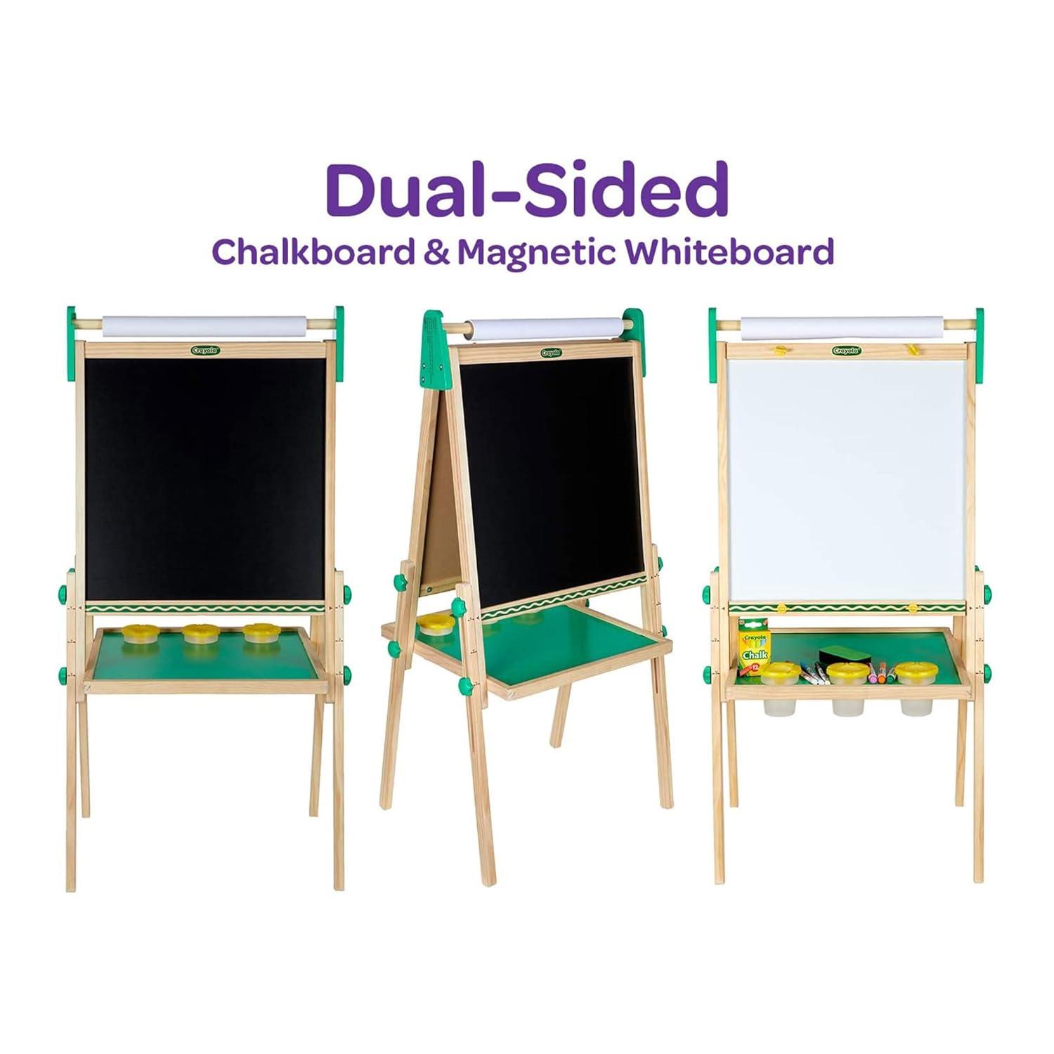 Crayola Kids Dual Sided Wooden Art Easel with Chalk and Dry Erase Markers