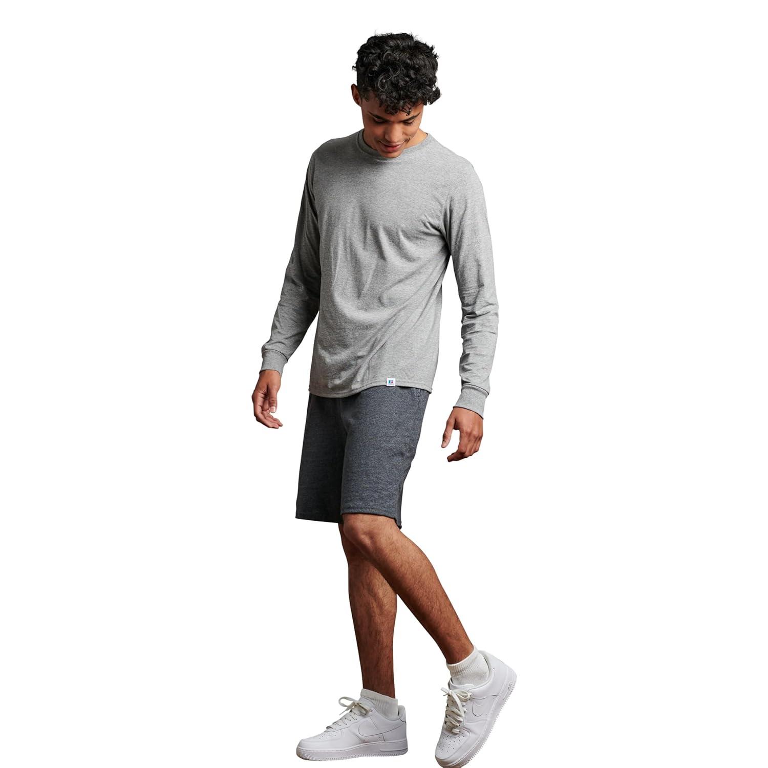Russell Athletic Men's and Big Men's 9-10" Cotton Shorts with Pockets and Adjustable Waist, Sizes S-4XL