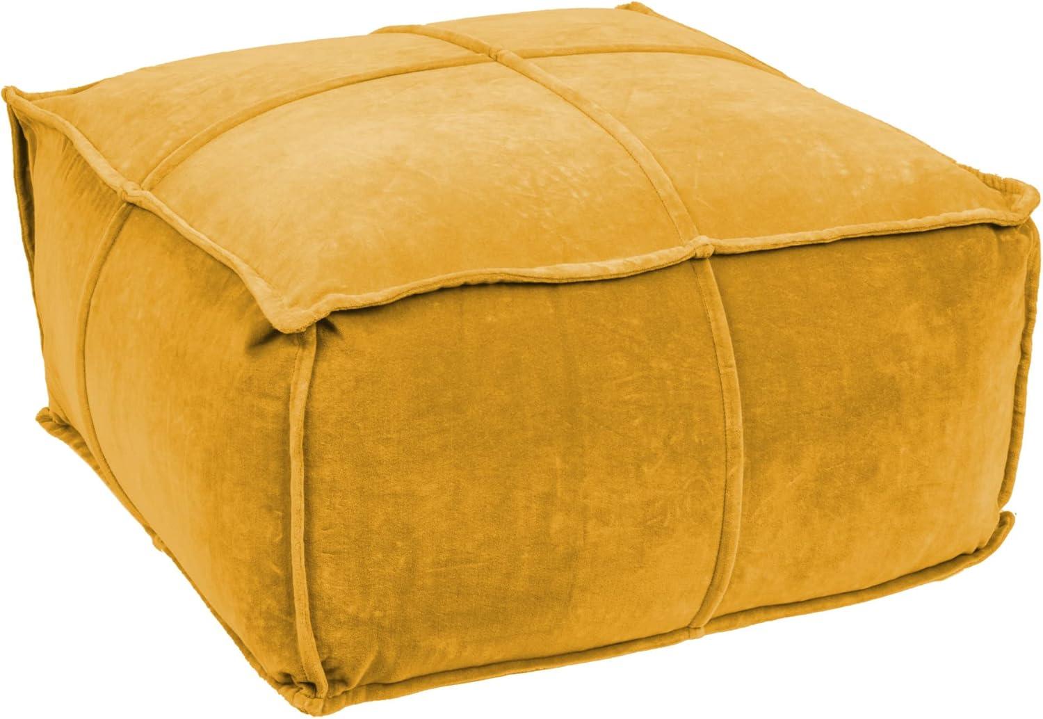 Storied Home Square Cotton Velvet Pouf