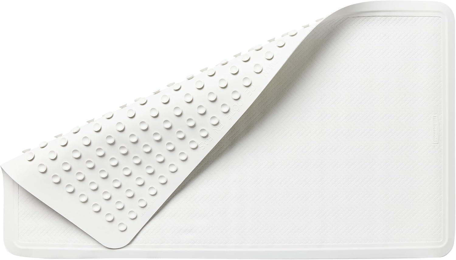 White Non-Slip Rectangular Bath Mat with Suction Cups