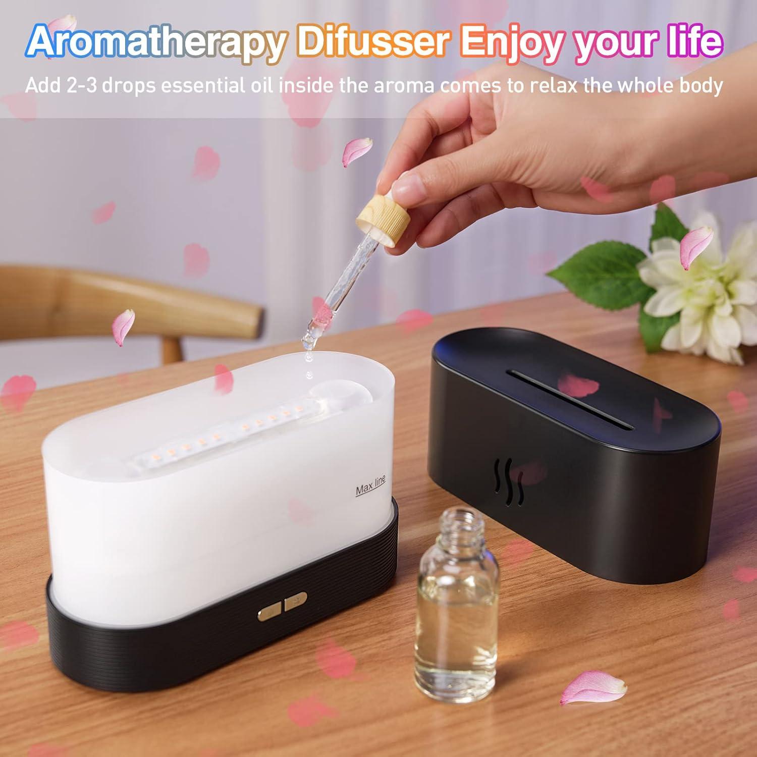 Black USB Electric Aroma Diffuser with Colorful Flame Effect