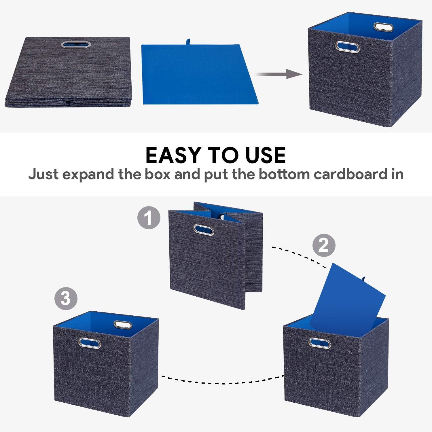 Storage Cube Basket Bins,13×13 Foldable Storage Containers for Shelf Cabinet Bookcase Boxes,Thick and Heavy Duty Fabric Drawer (4pcs, blue)
