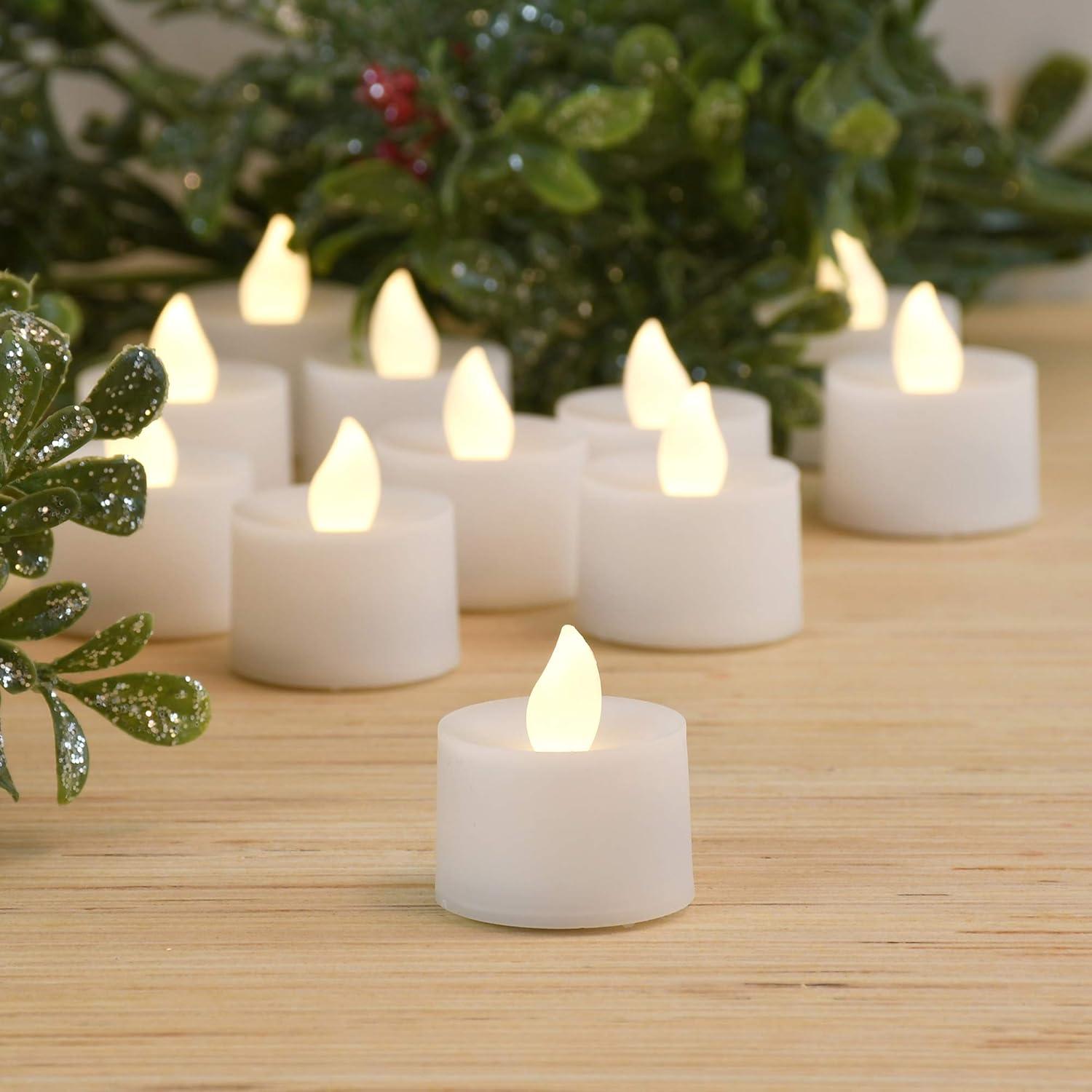 LumaBase Battery Operated Tea Light Candles - Set of 12 (Soft White)