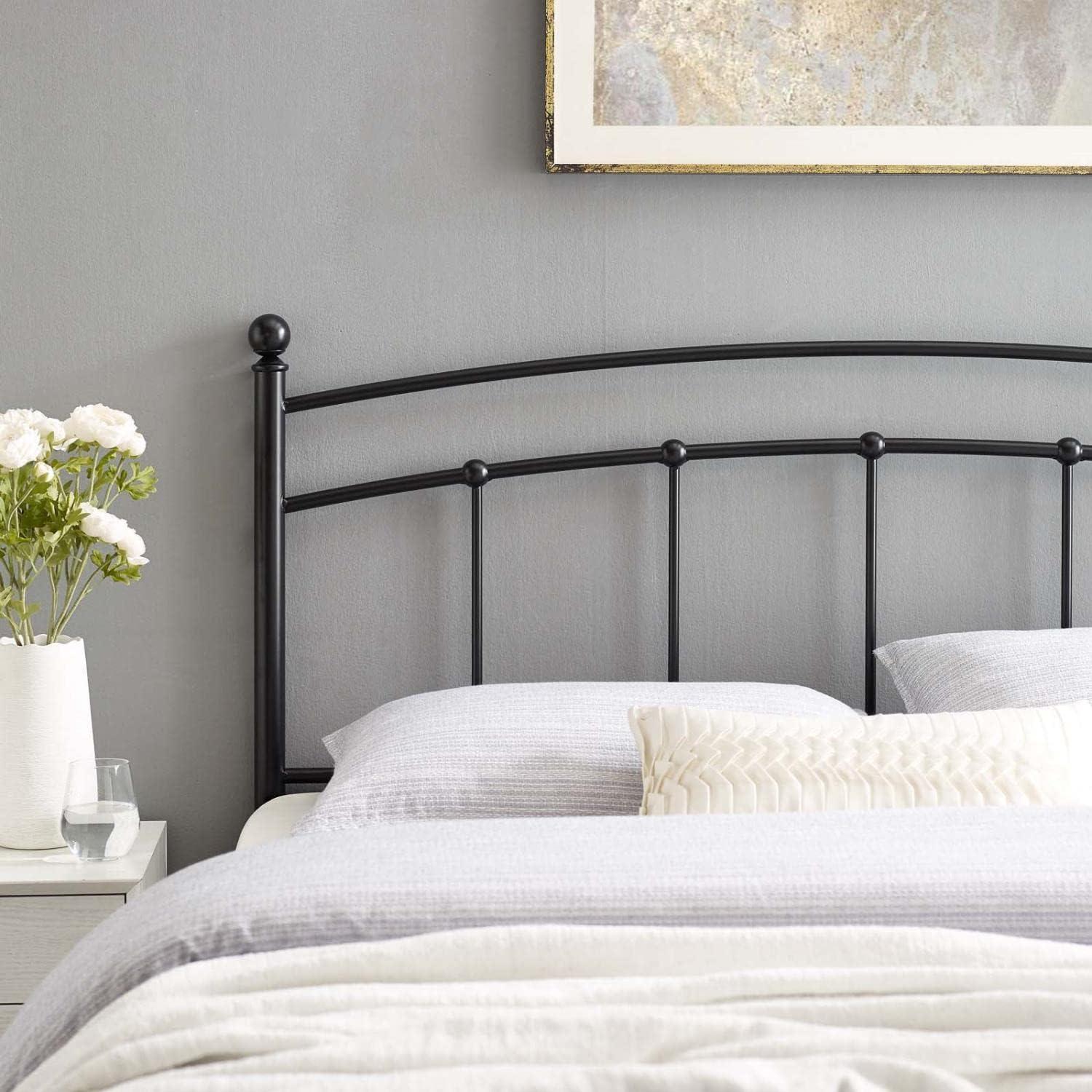 Modway Abigail Queen Modern Style Powder Coated Iron Headboard in Black