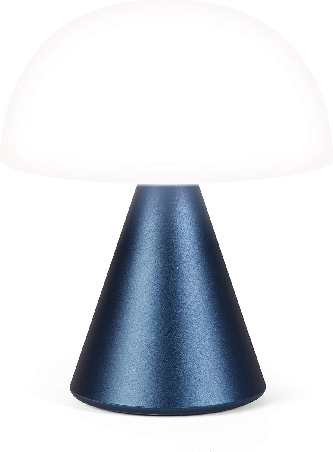 Lexon Mina M Mushroom Lamp - Portable Bedside Light for Bedrooms, Kids & Nursery - 9 LED Color Rechargeable Table Lamp with 24h Light & Dimmer, Medium - Dark Blue