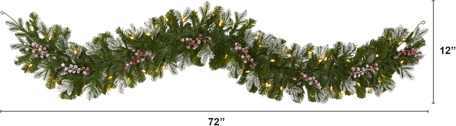 6ft Snow Tipped Artificial Pine Christmas Garland with LED Lights