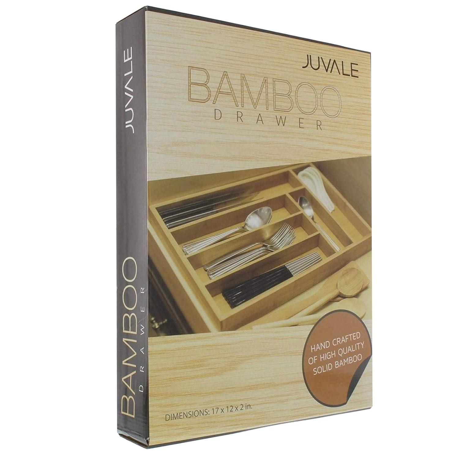 Bamboo Silverware Organizer for Drawer, Kitchen, 6 Slot Utensil Tray (17 x 11.75 x 1.75 In)