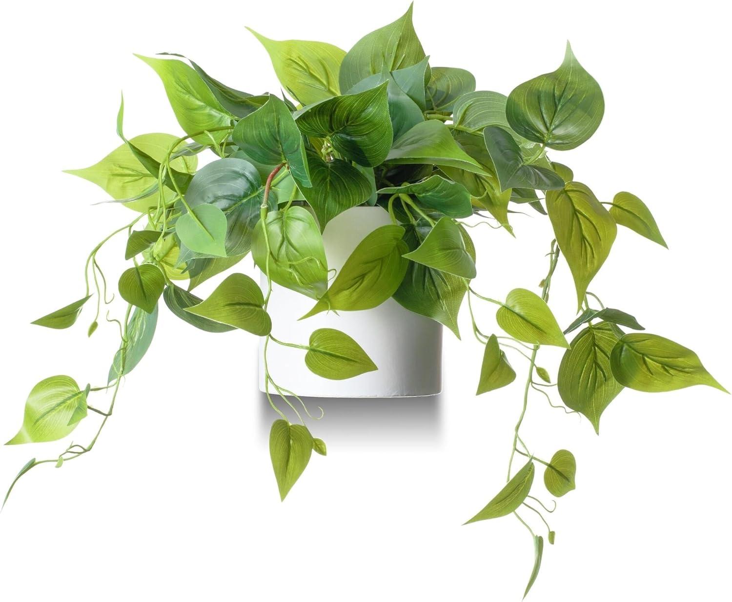 Forever Leaf Artificial Ivy Foliage Plant in White Ceramic Pot, Indoor Artificial Plant for Home Decor