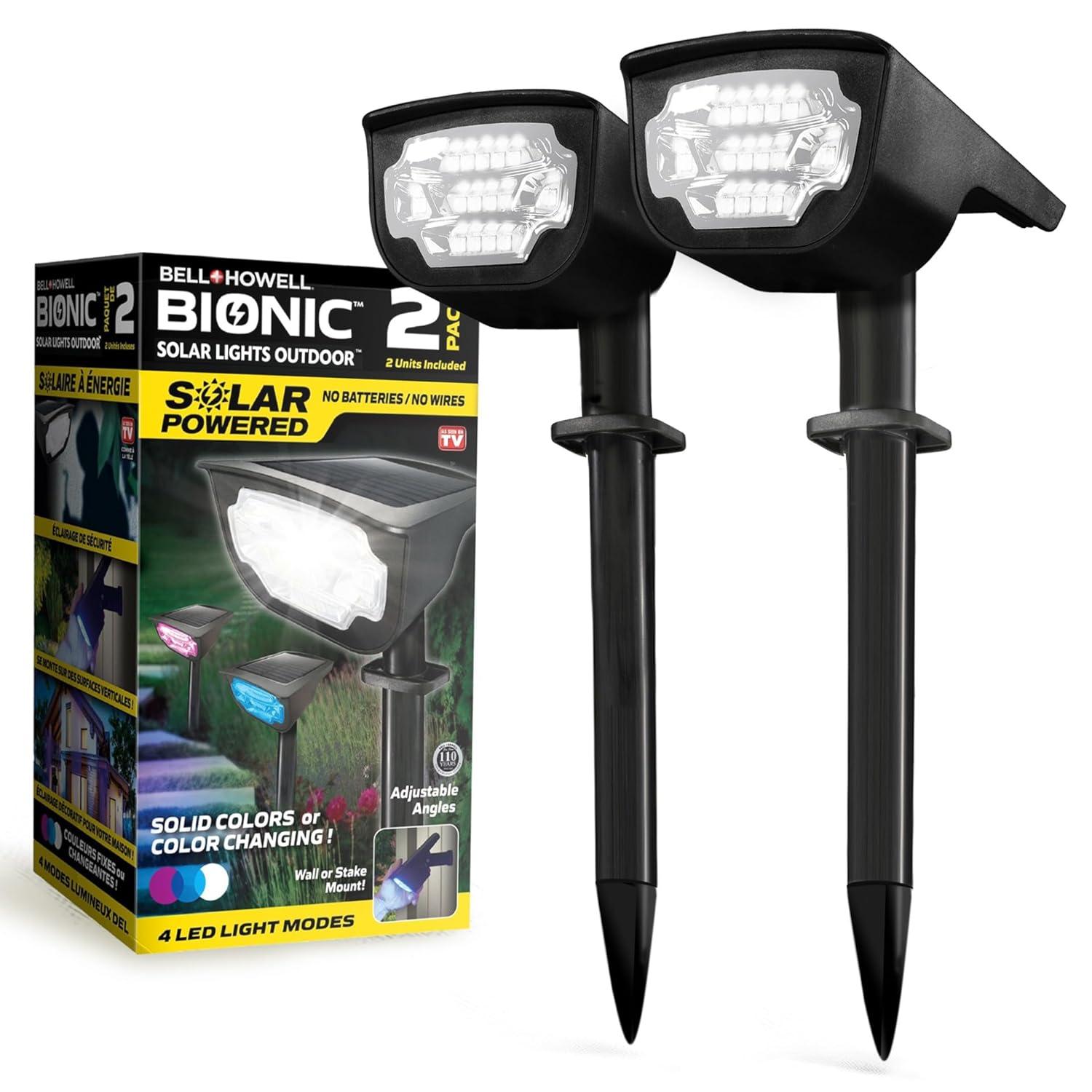 Bell + Howell Bionic Color Burst Solar Powered Waterproof Pathway Lights- 2 Pack