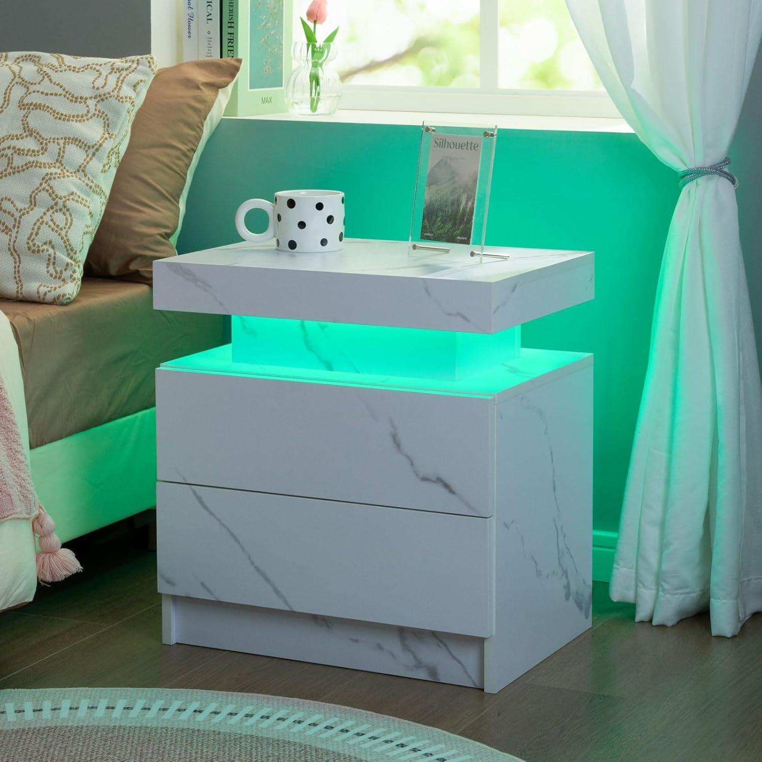 LED Nightstand with Drawers