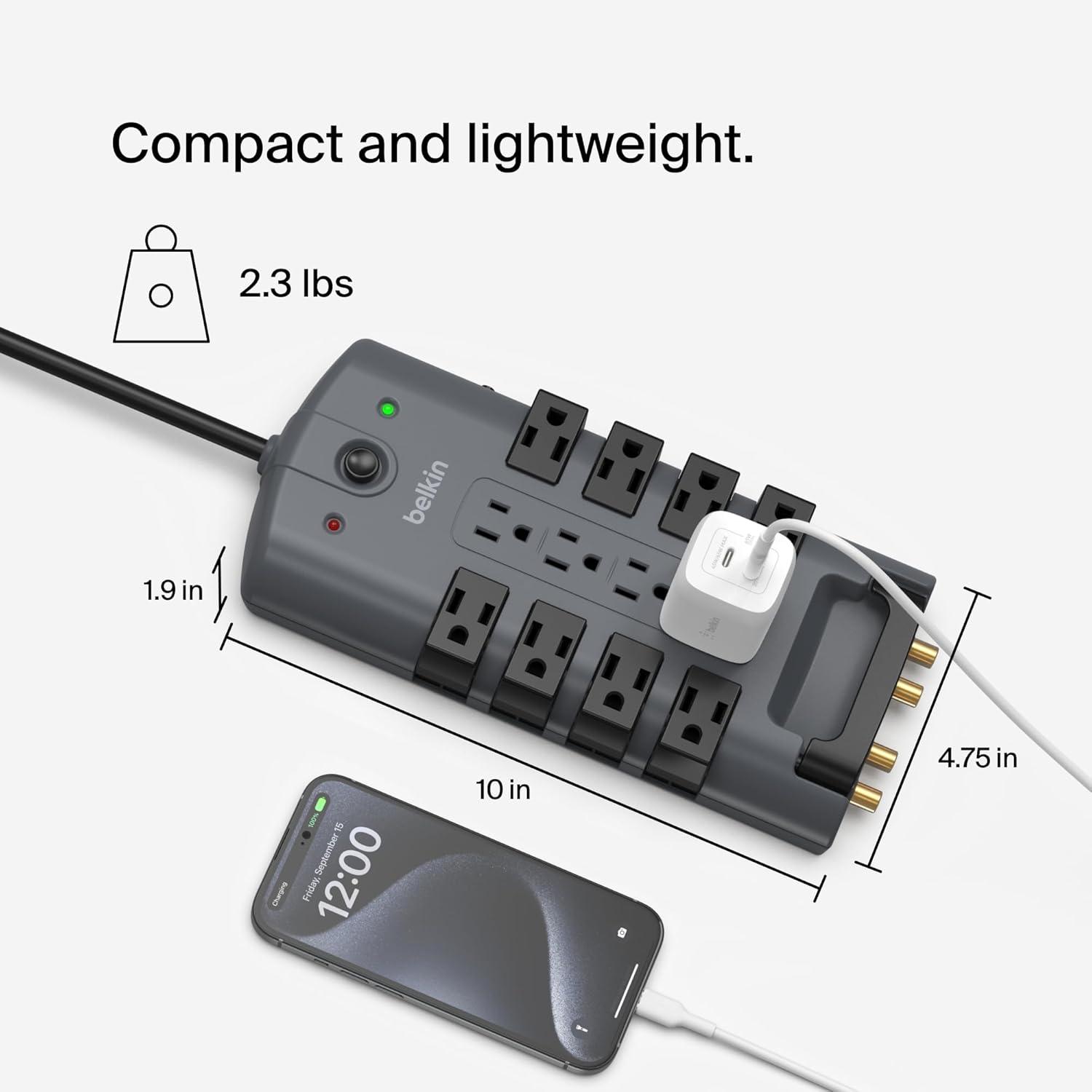 Belkin 12-Outlet Black Surge Protector with 8-Foot Cord