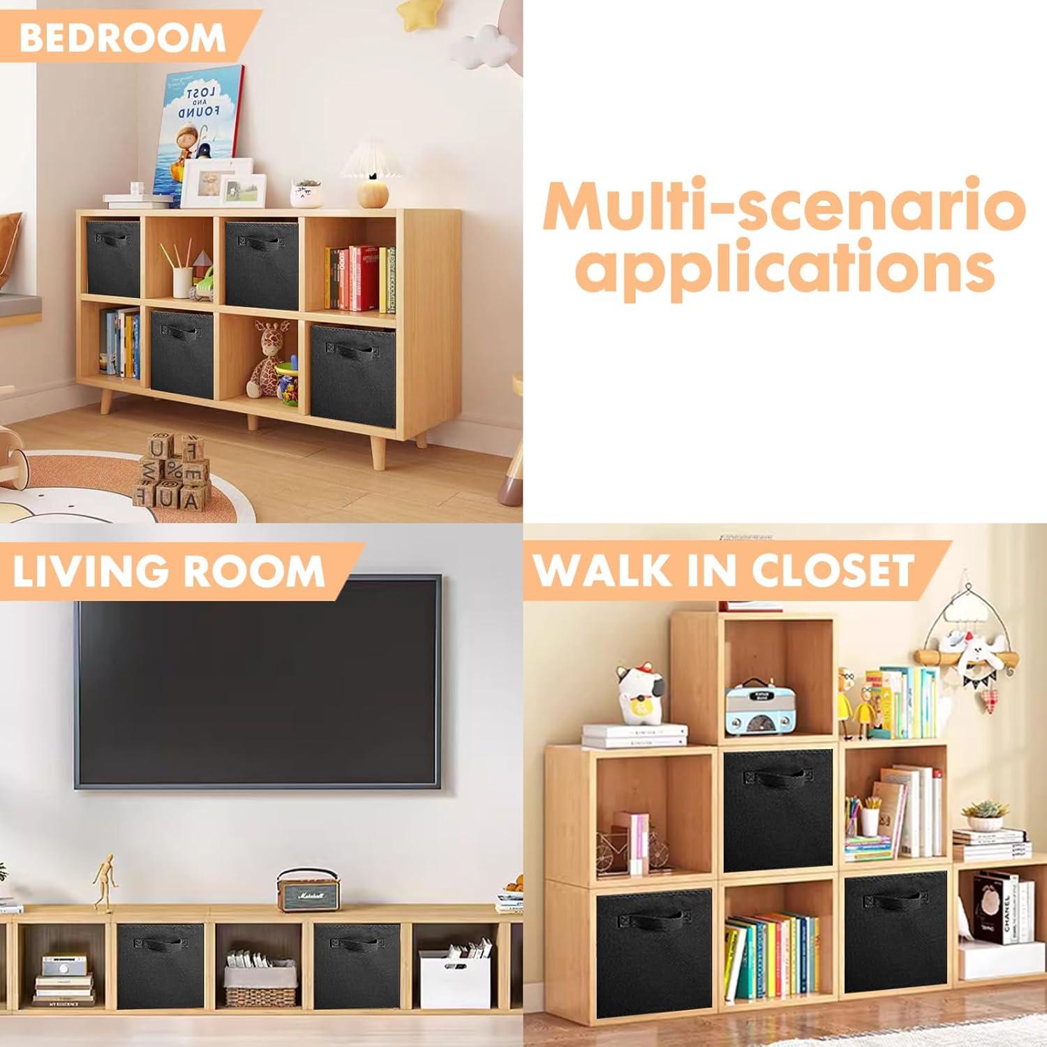 ShellKingdom Storage Bins, Foldable Fabric Storage Cubes And Cloth Storage Organizer Drawer For Closet And Toys Storage, 2 Pack (Black)