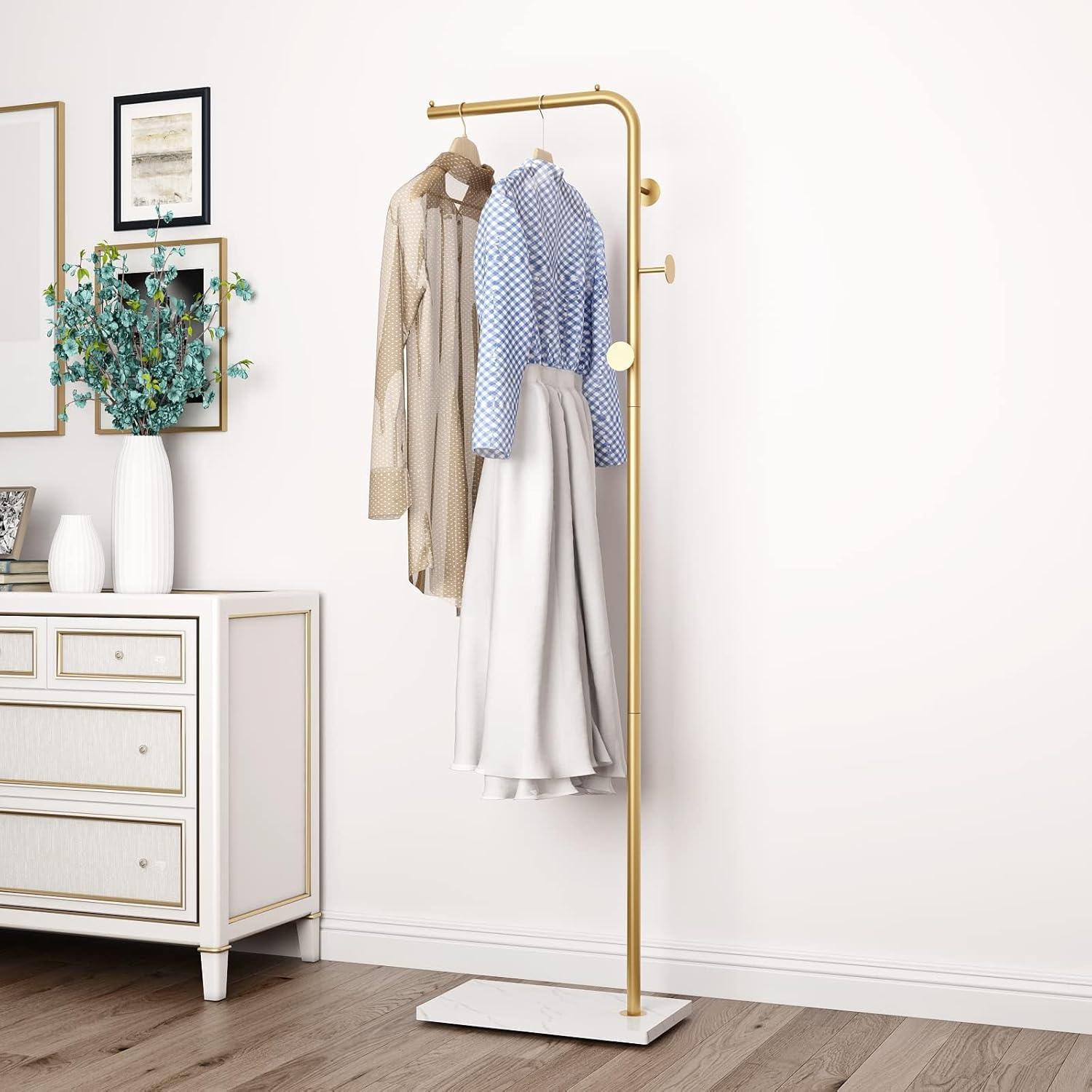 Clothing Rack, Clothes Rack with Shelf, Freestanding Coat Rack,Coat Hanger Stand with Hooks for Home
