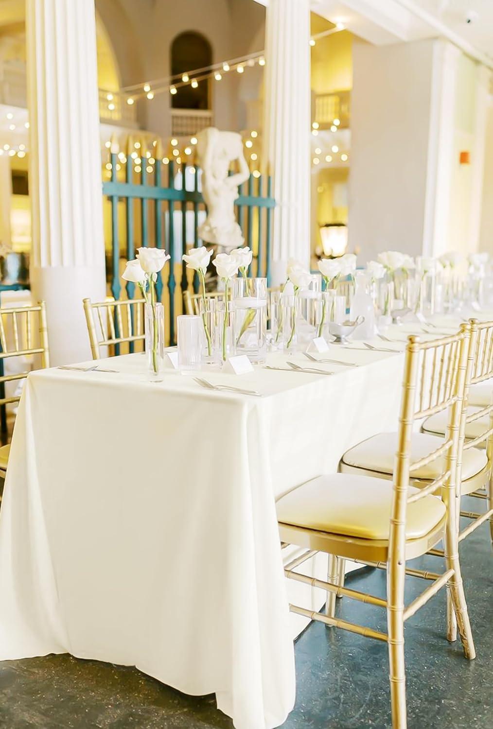 10 Pack Beige Tablecloth 60x102 inch Polyester Fabric Tablecloths for 6 Foot Rectangle Tables Wrinkle Resistant Linen Tablecloth Washable Table Covers for Party Wedding Events and Camping