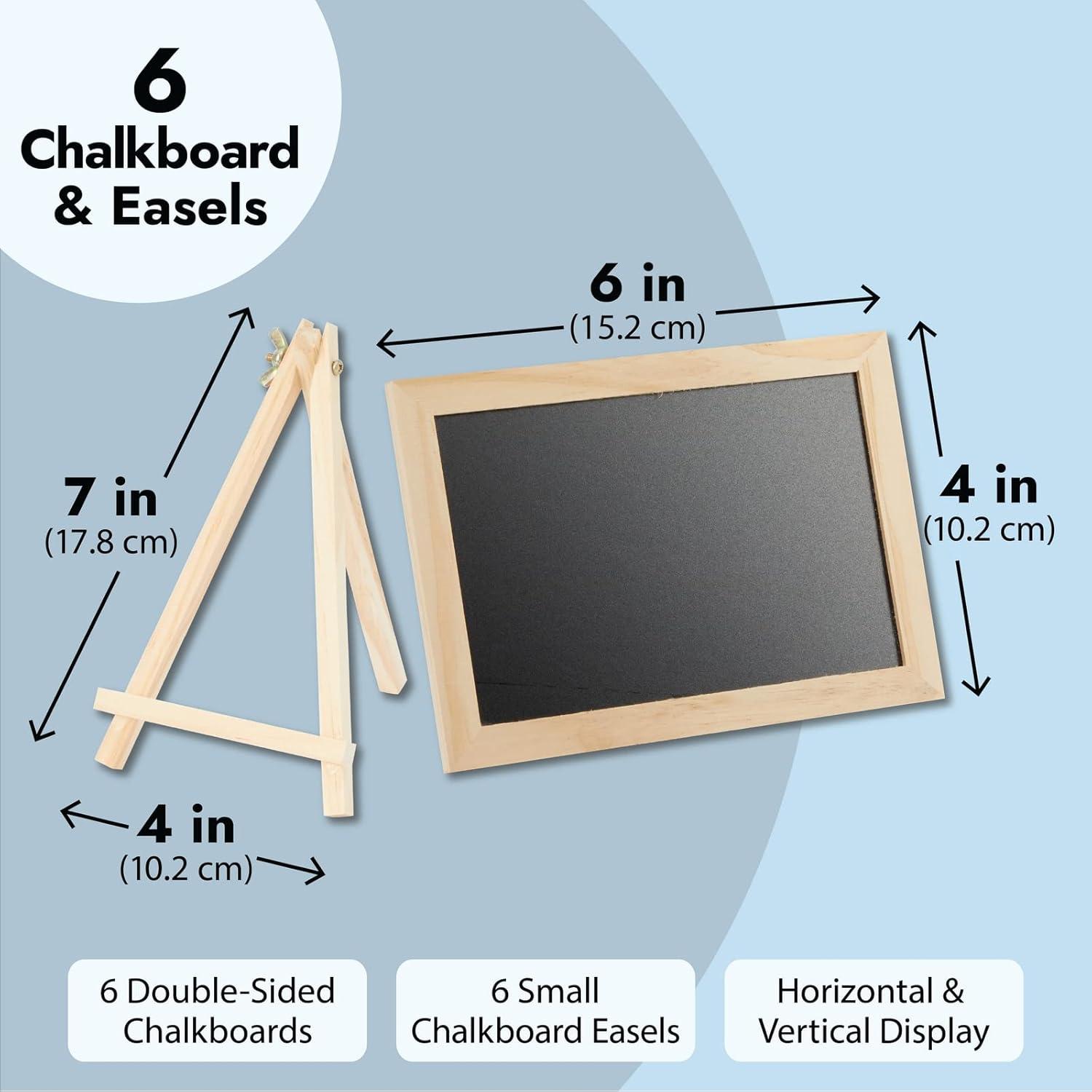 Juvale 6-Pack Mini Chalkboard Signs with Easel Stand for Table Decorations, Restaurant Food Display, Message Boards, Small Business, 7x7x4 in