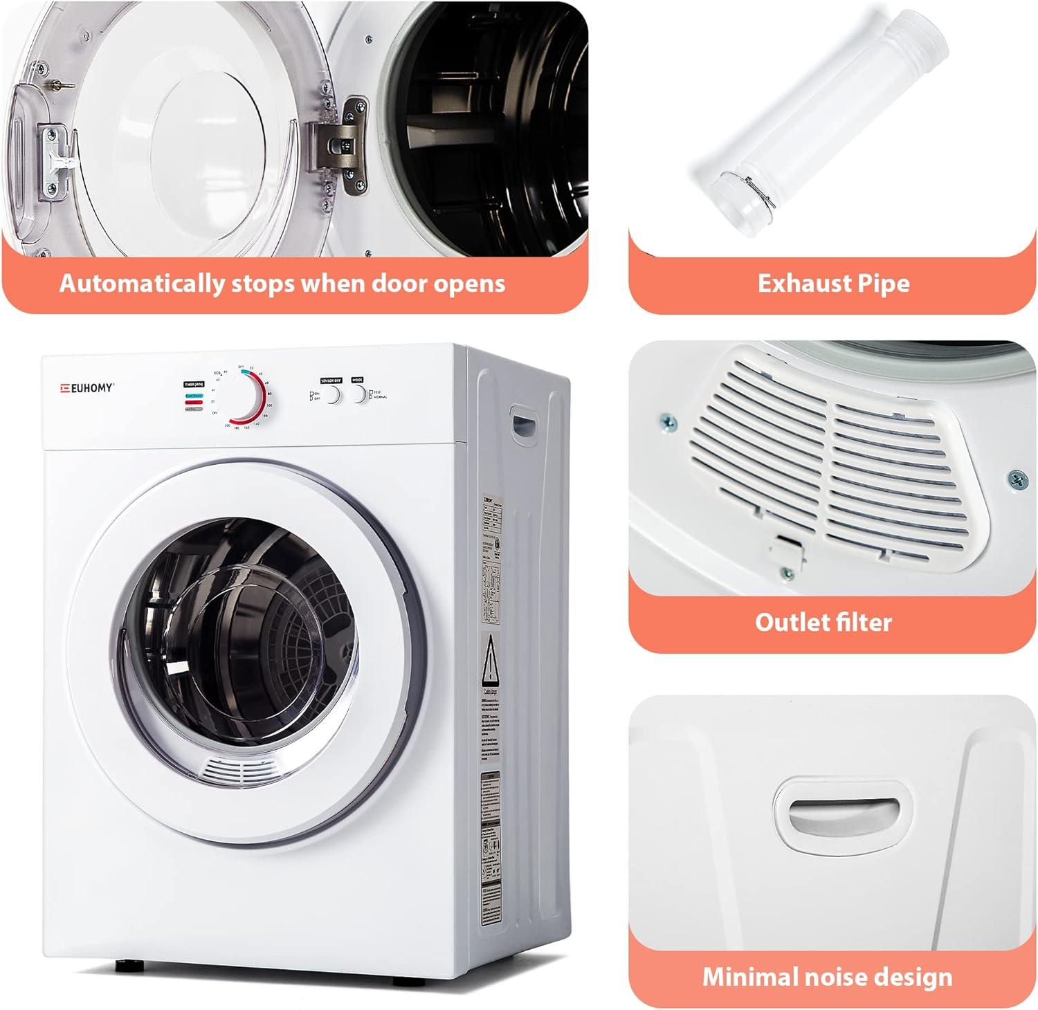 Compact White Stainless Steel Portable Front Load Dryer