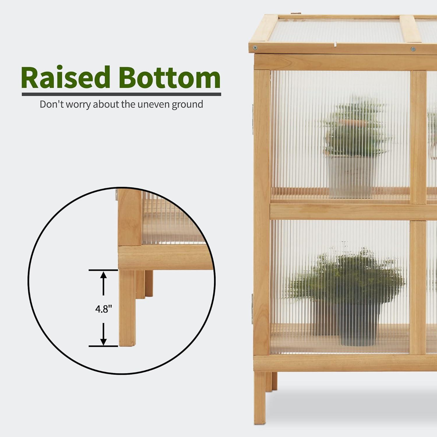 MCombo 23.6" W x 24.2" D 2 Tier Foldable Wooden Cold Frame Greenhouse