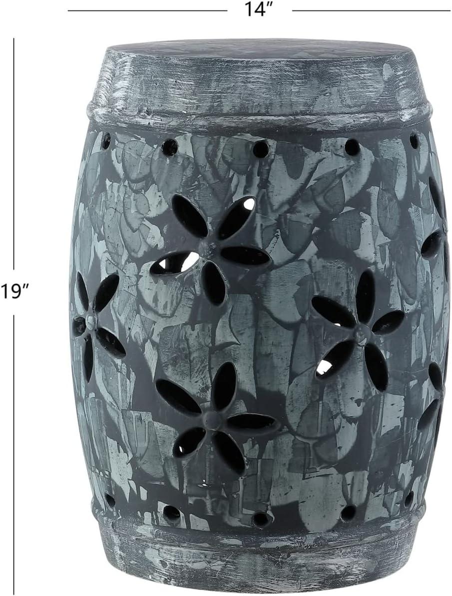 Belna Ceramic Garden Stool - Antiqued Grey -  Safavieh.