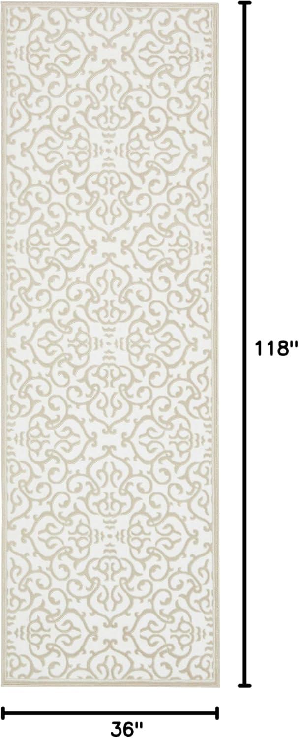 Unique Loom Rushmore Collection Area Rug - Johnson (3' x 9' 10" Runner Snow White/Beige)
