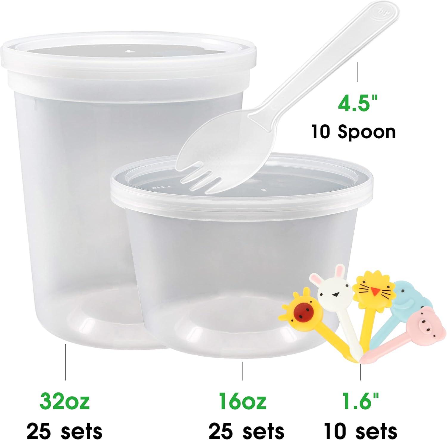 60-Pack Clear Plastic Meal Prep Containers with Lids and Spoons