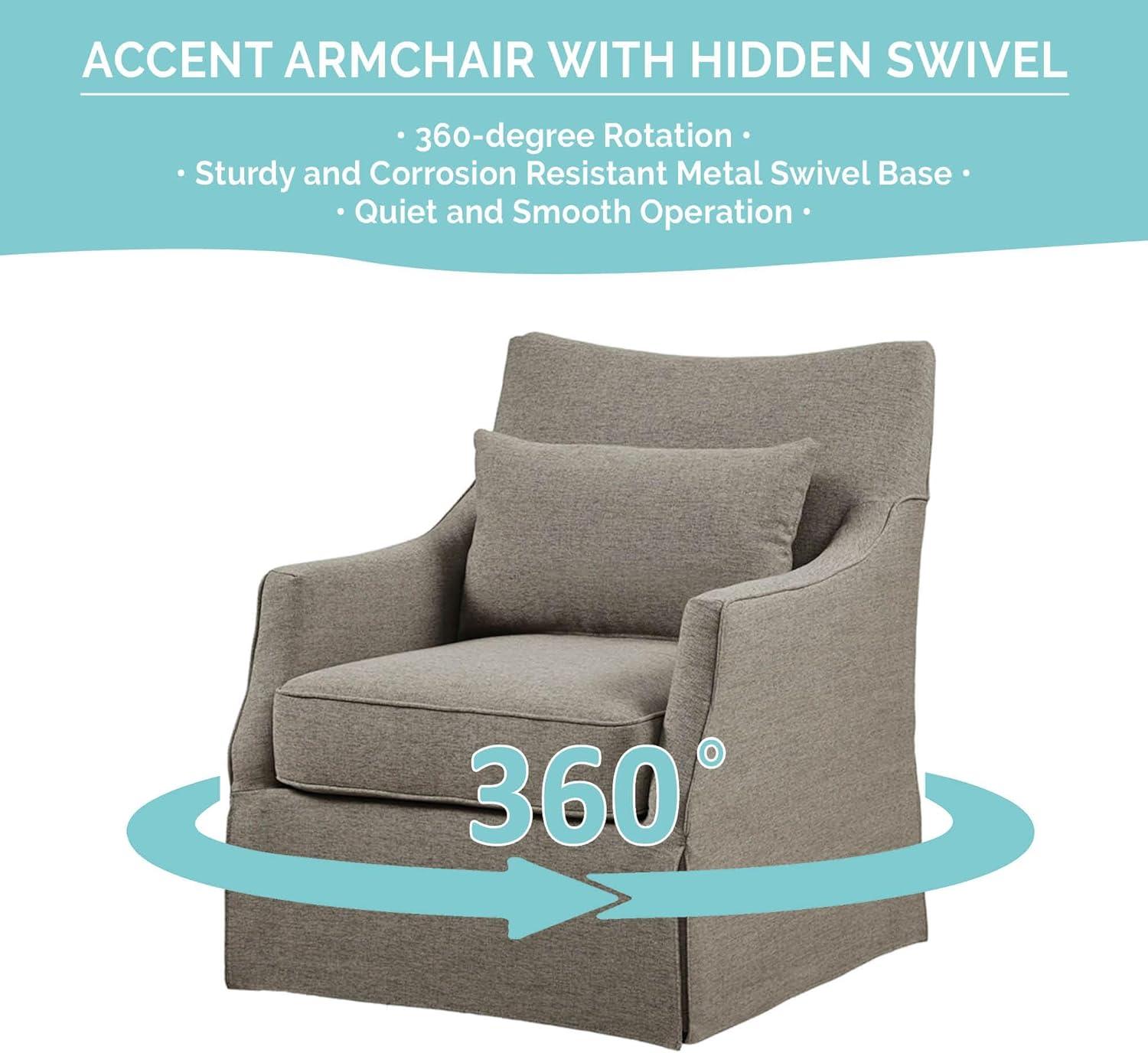 Martha Stewart London Skirted Swivel Chair Tan: Upholstered Polyester, No Assembly Required