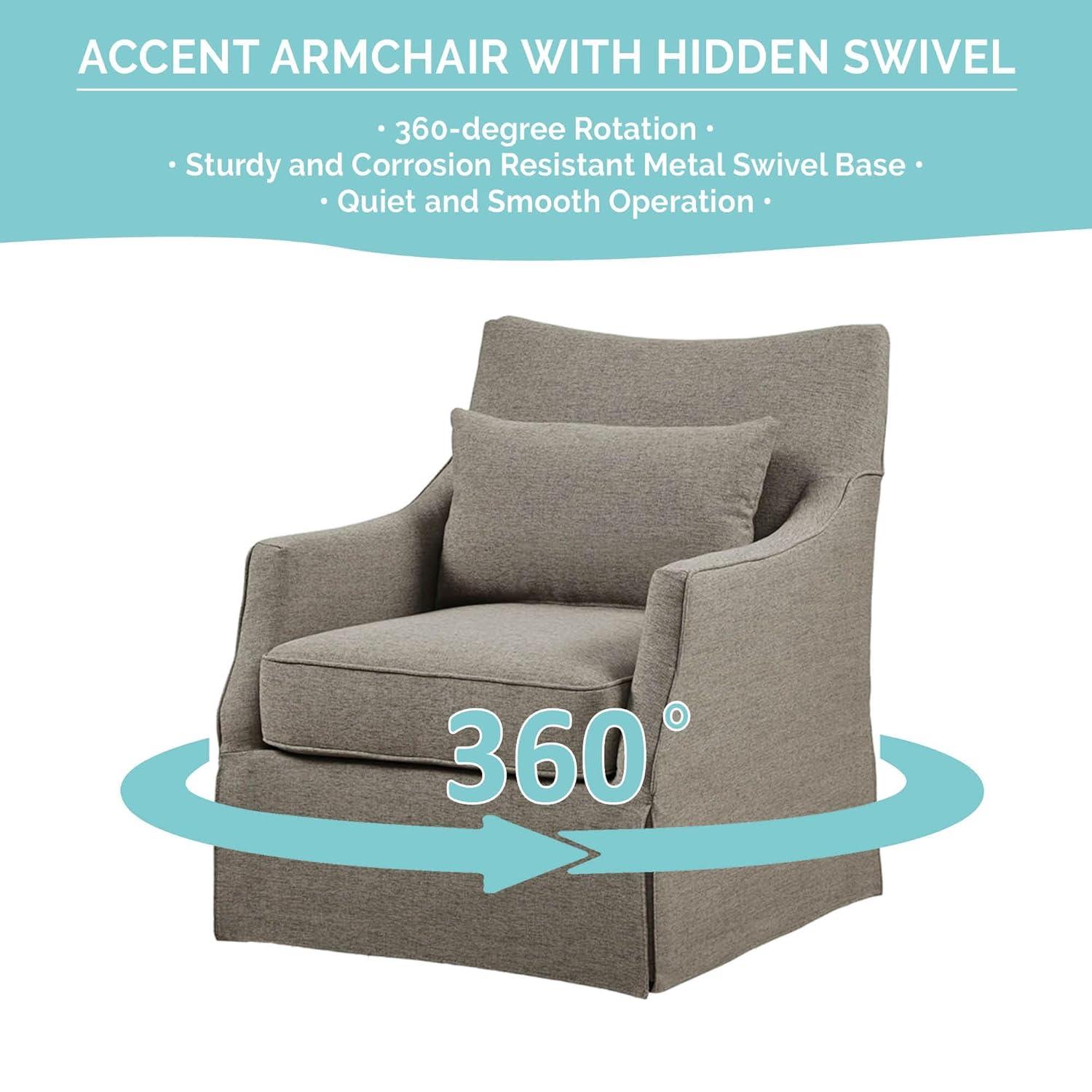 Martha Stewart London Skirted Swivel Chair Tan: Upholstered Polyester, No Assembly Required