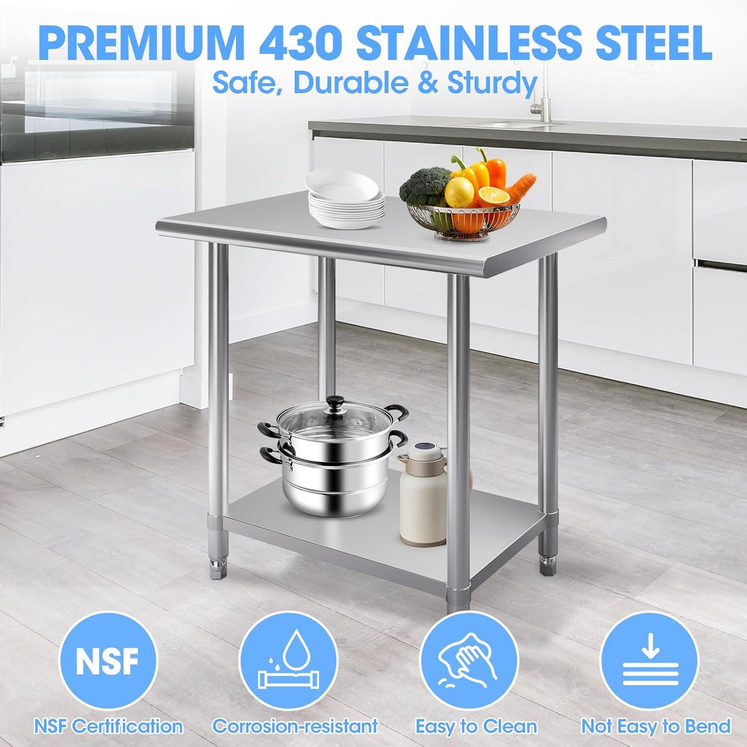 36" x 24" Stainless Steel Commercial Utility Prep Table