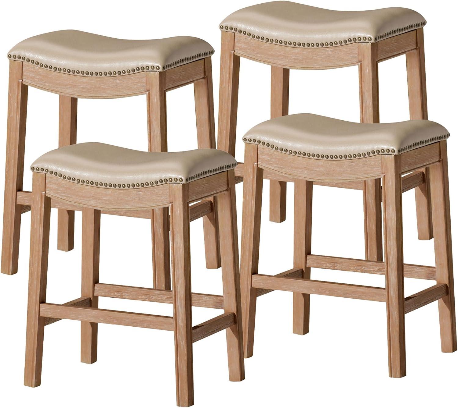 Maven Lane Adrien Backless Saddle Kitchen Stool, Set of 4