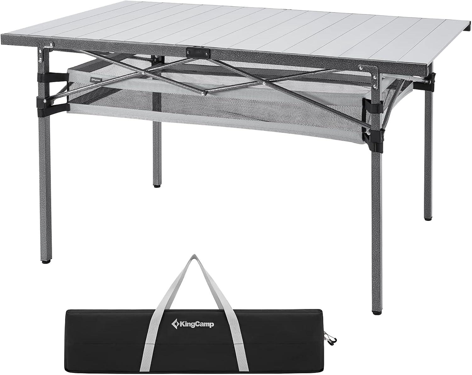 Compact Aluminum Folding Camping Table with Mesh Storage