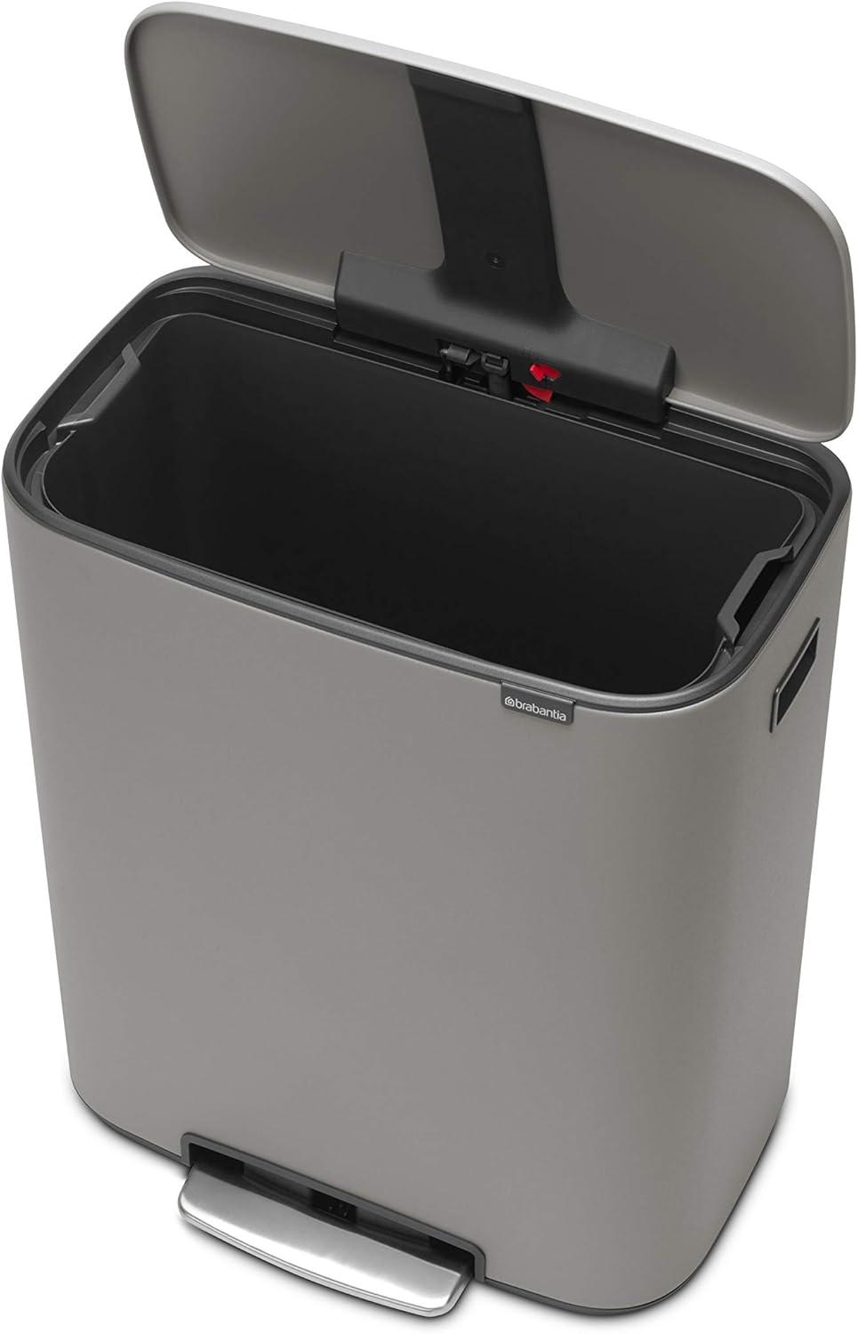 Mineral Concrete Gray Steel Pedal Trash Can, 16 Gallon