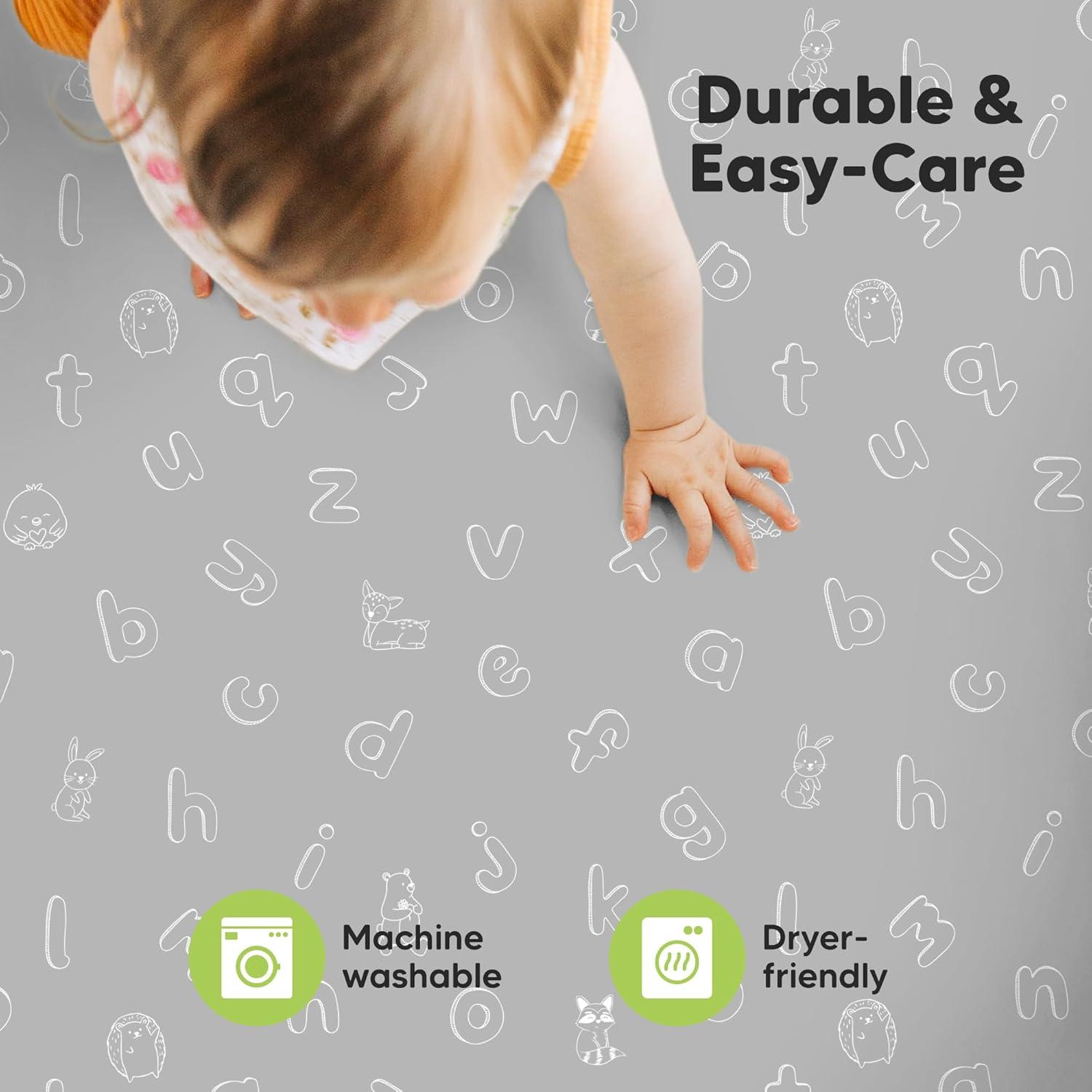 KeaBabies Mini Crib Sheets for Baby Girls, Boys, 2-Pack Soothe Pack and Play Sheets Fitted, Organic Pack N Play Mattress Sheet (Blue Flax)