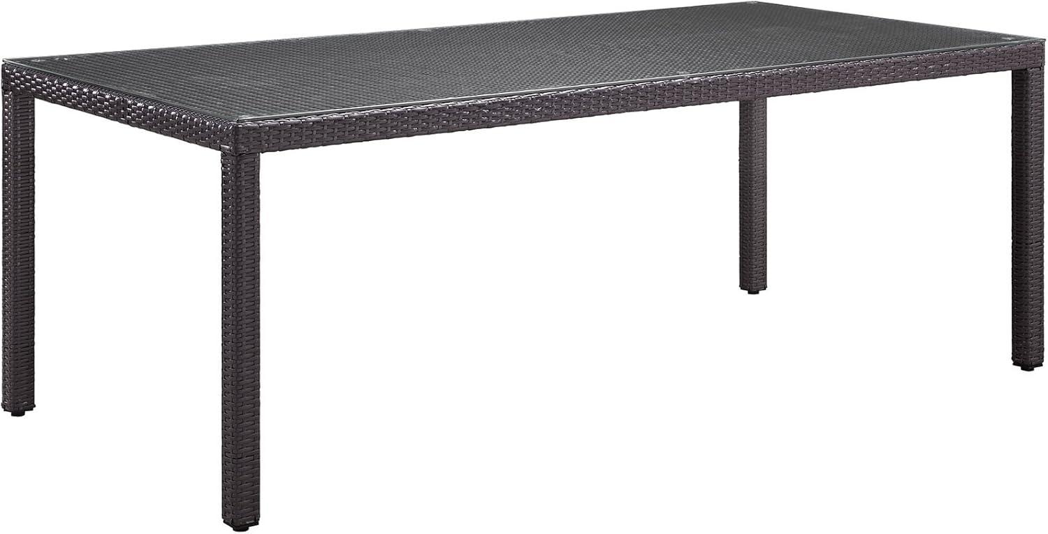 Modway Convene Wicker Rattan Outdoor Patio 114" Rectangular Dining Table in Espresso