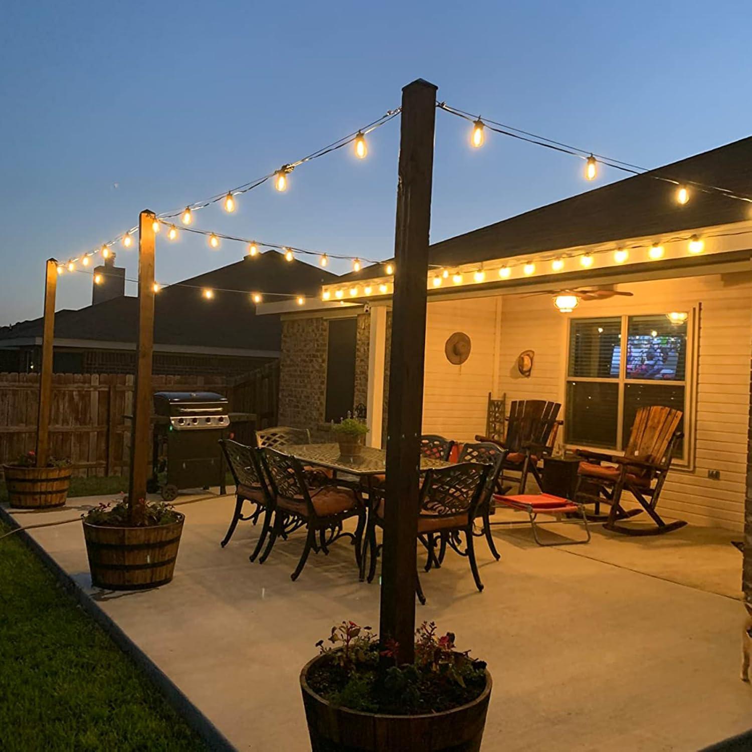 96FT Yellow LED Outdoor Globe String Lights