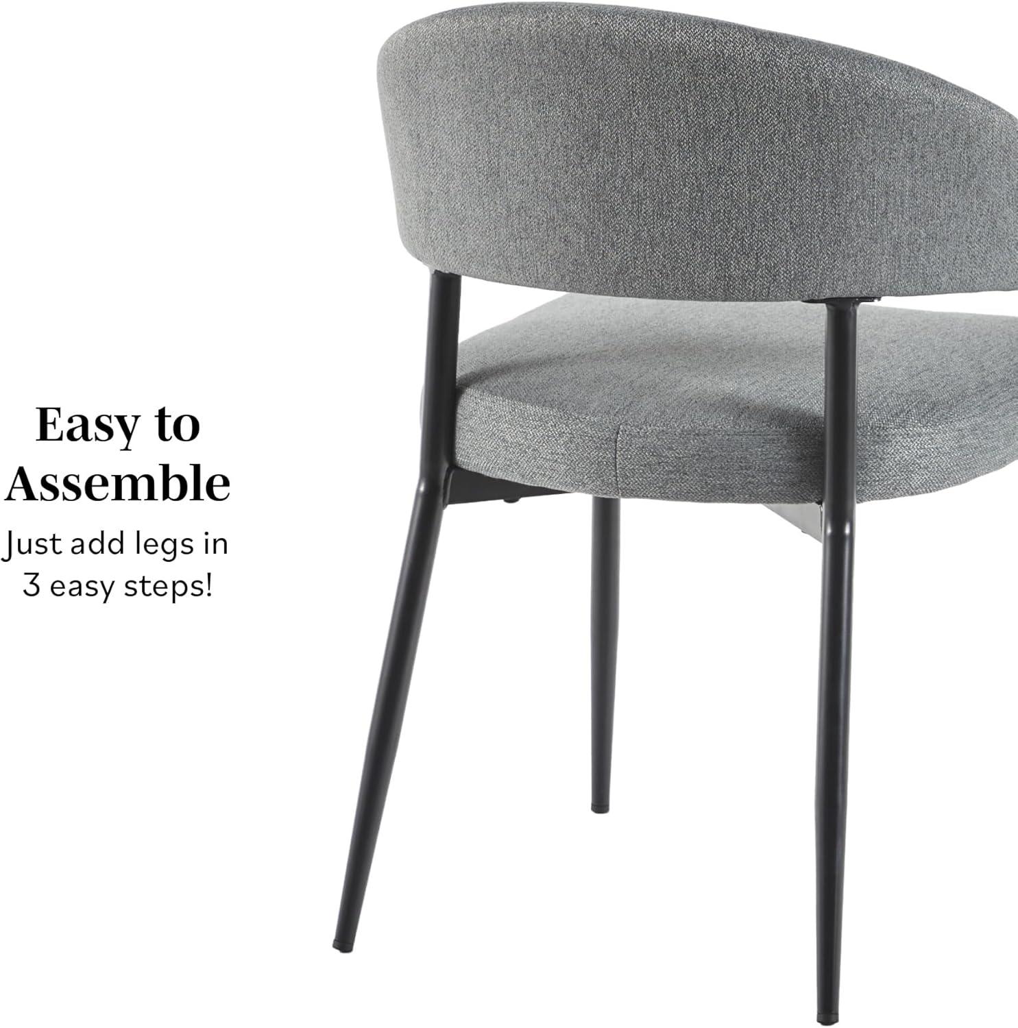 Walker Edison Modern Curved Back Upholstered Dining Chair, Set of 2, Charcoal