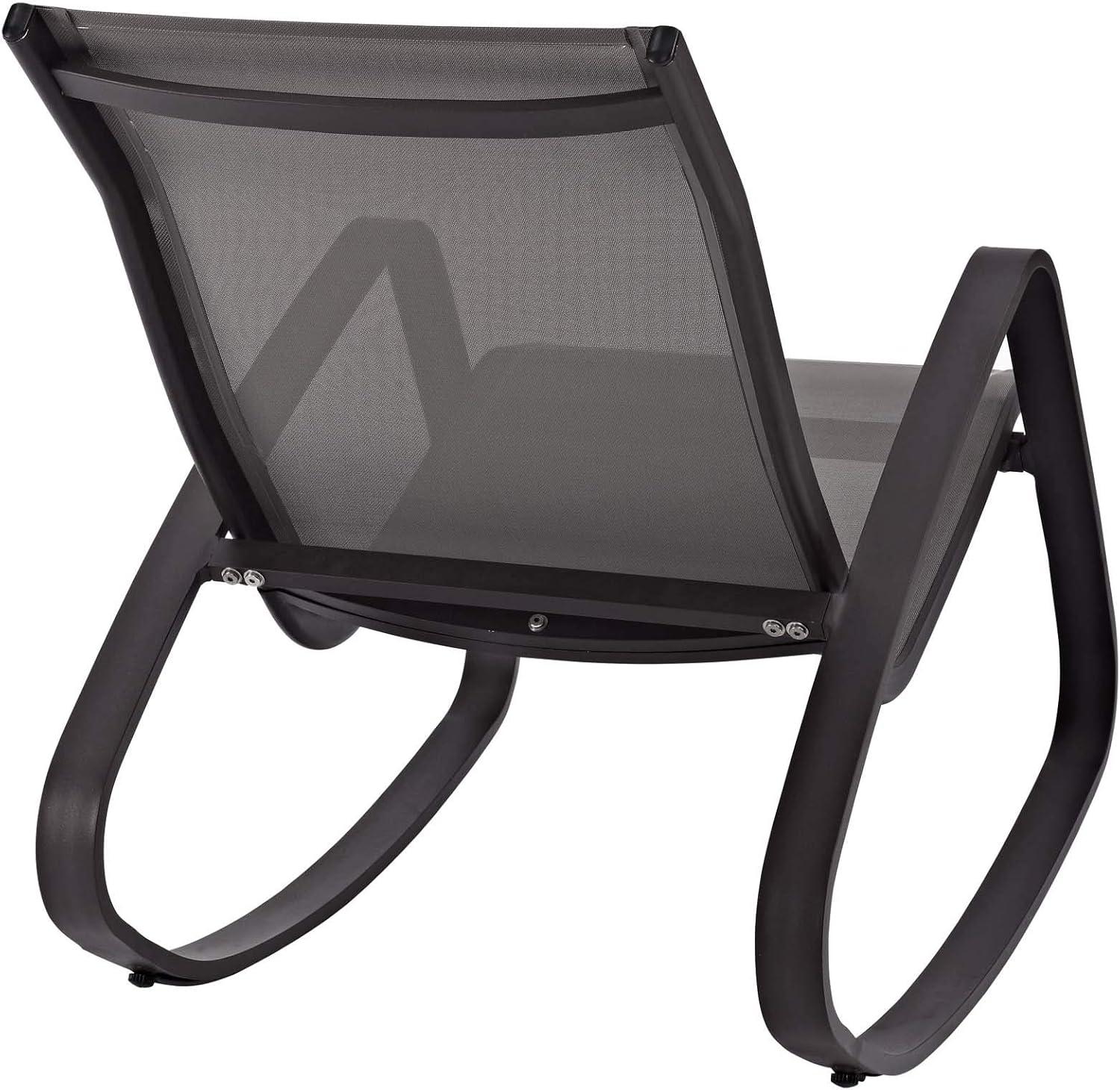 Modway Traveler Mesh Fabric & Aluminum Patio Rocker in Black