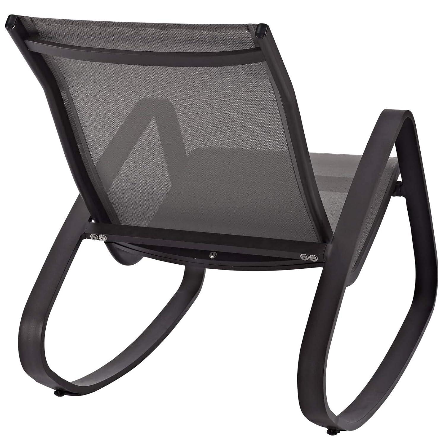 Modway Traveler Mesh Fabric & Aluminum Patio Rocker in Black