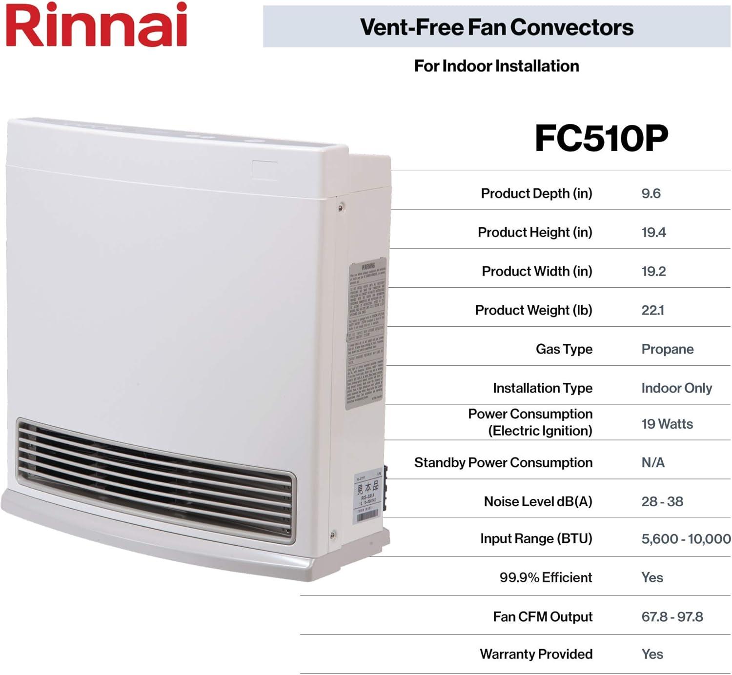 Rinnai Rinnai 10000 BTU Propane Wall Mounted Space Heater with Adjustable Thermostat