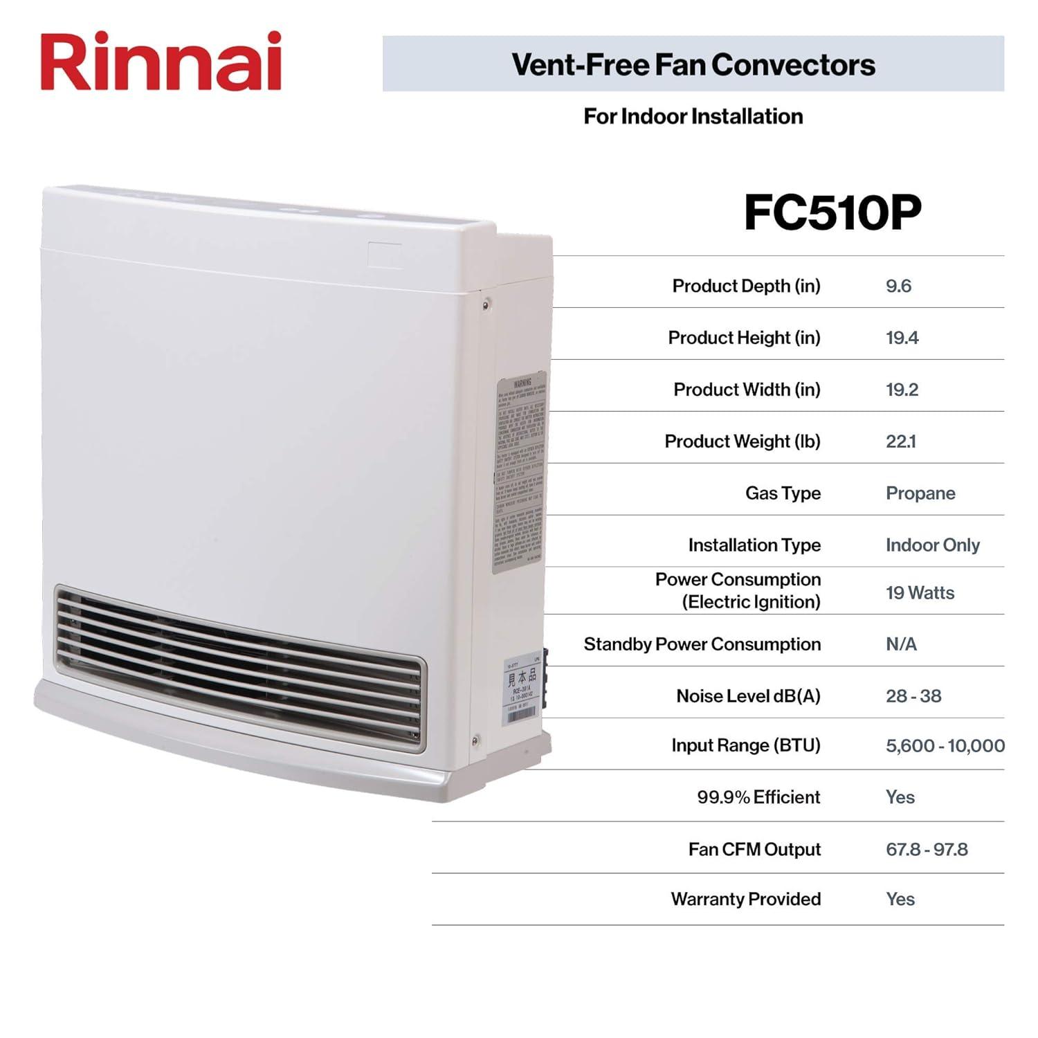 Rinnai Rinnai 10000 BTU Propane Wall Mounted Space Heater with Adjustable Thermostat