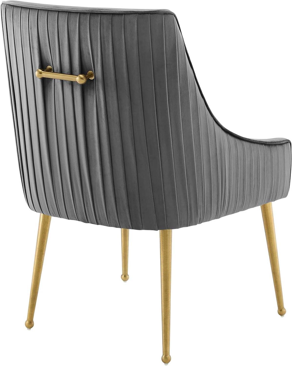 Elegance Brushed Gold & Gray Velvet Upholstered Side Chair