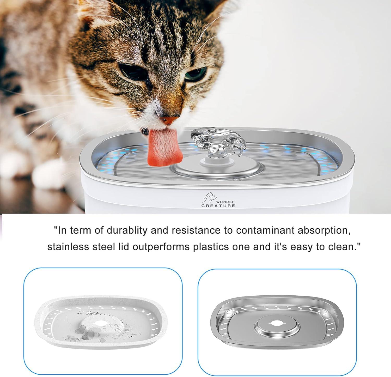 Stainless Steel Automatic Pet Water Fountain with LED Light