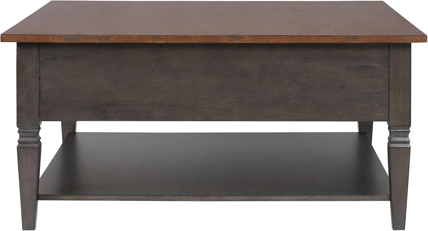 Sunset Trading Dakota Square Coffee Table w Drawers Shelf Brown Gray Solid Wood