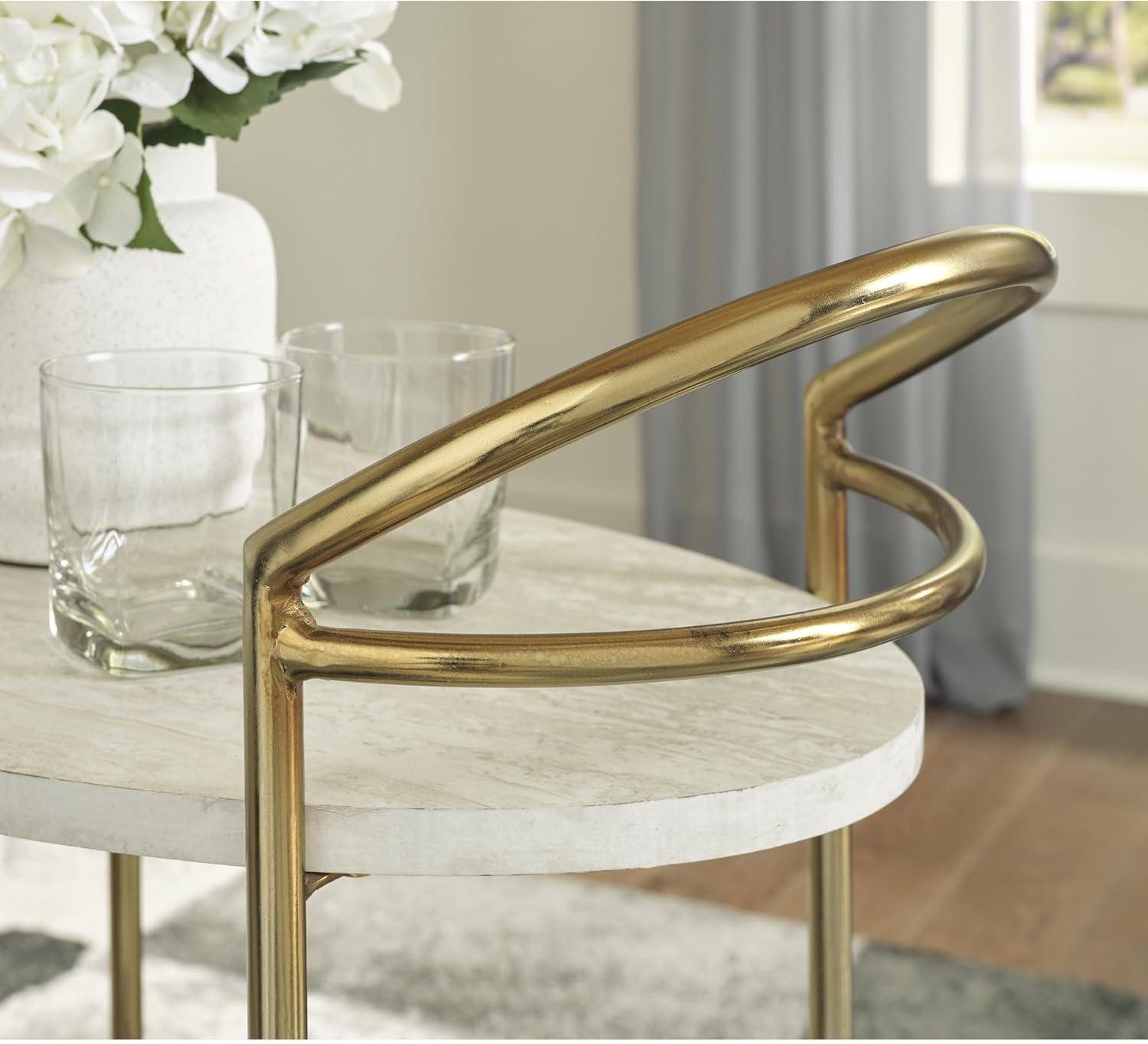 Signature Design by Ashley Casual Tarica Bar Cart  Cream/Gold Finish