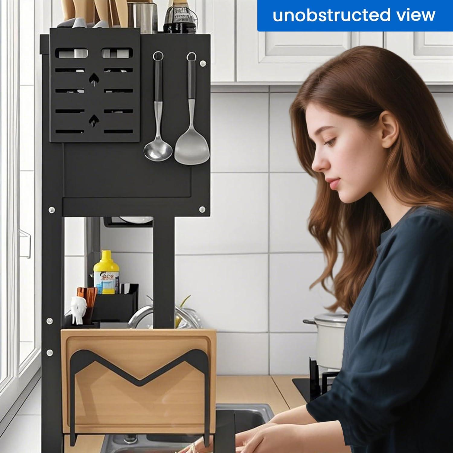 PAVORA 3 Tier Above Sink Dish Drainer Drying Rack, 33.5” Above Sink Dish Rack for Small Kitchens, Space Saving Drying Racks
