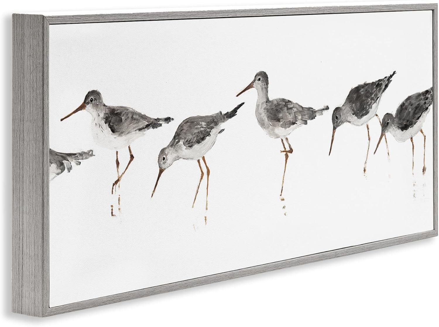 Beach Bird Sandpipers Minimal Gray White Painting by Avery Tillmon - Painting