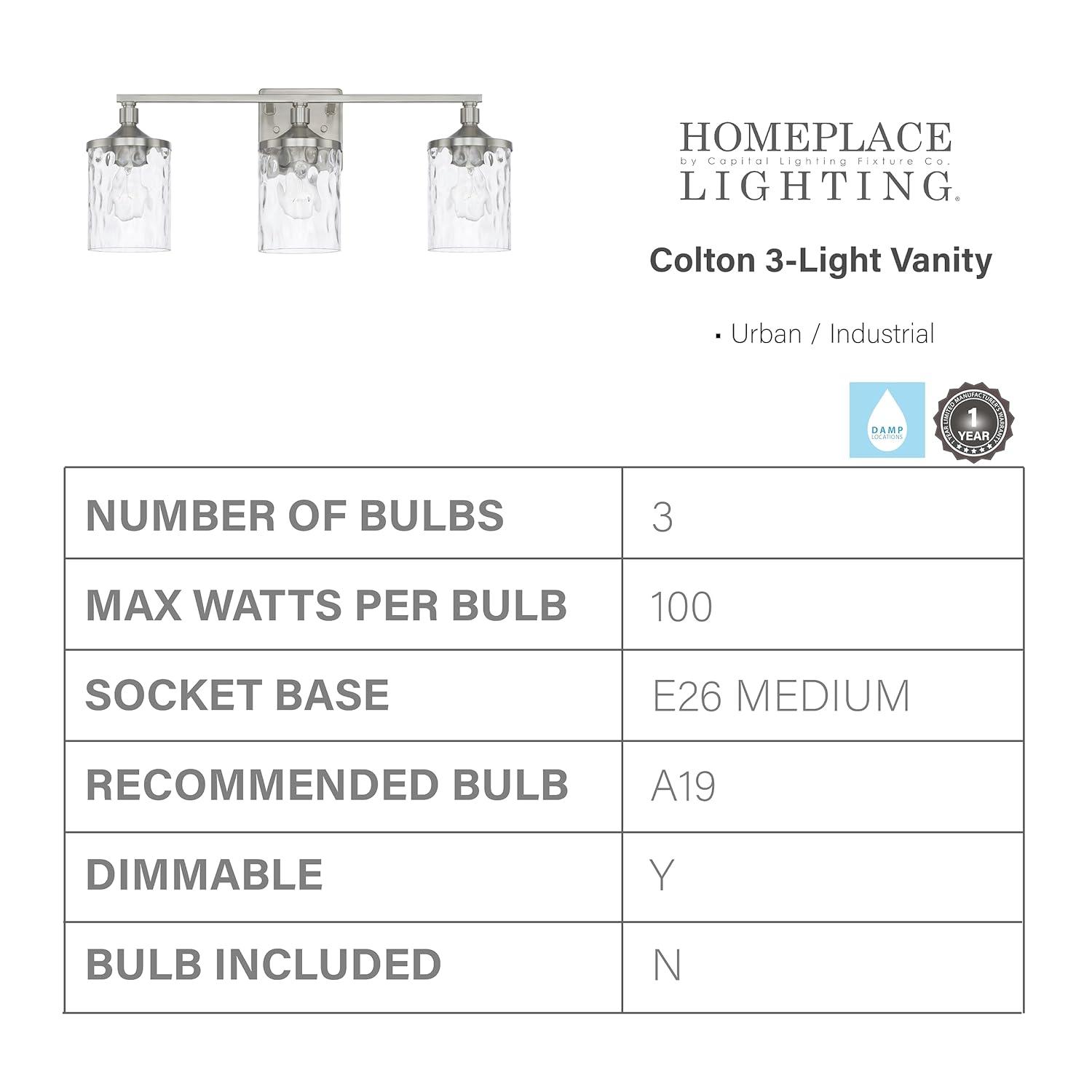 Capital Lighting 128831-451 Colton 3 Light 24" Wide Bathroom Vanity Light - Nickel