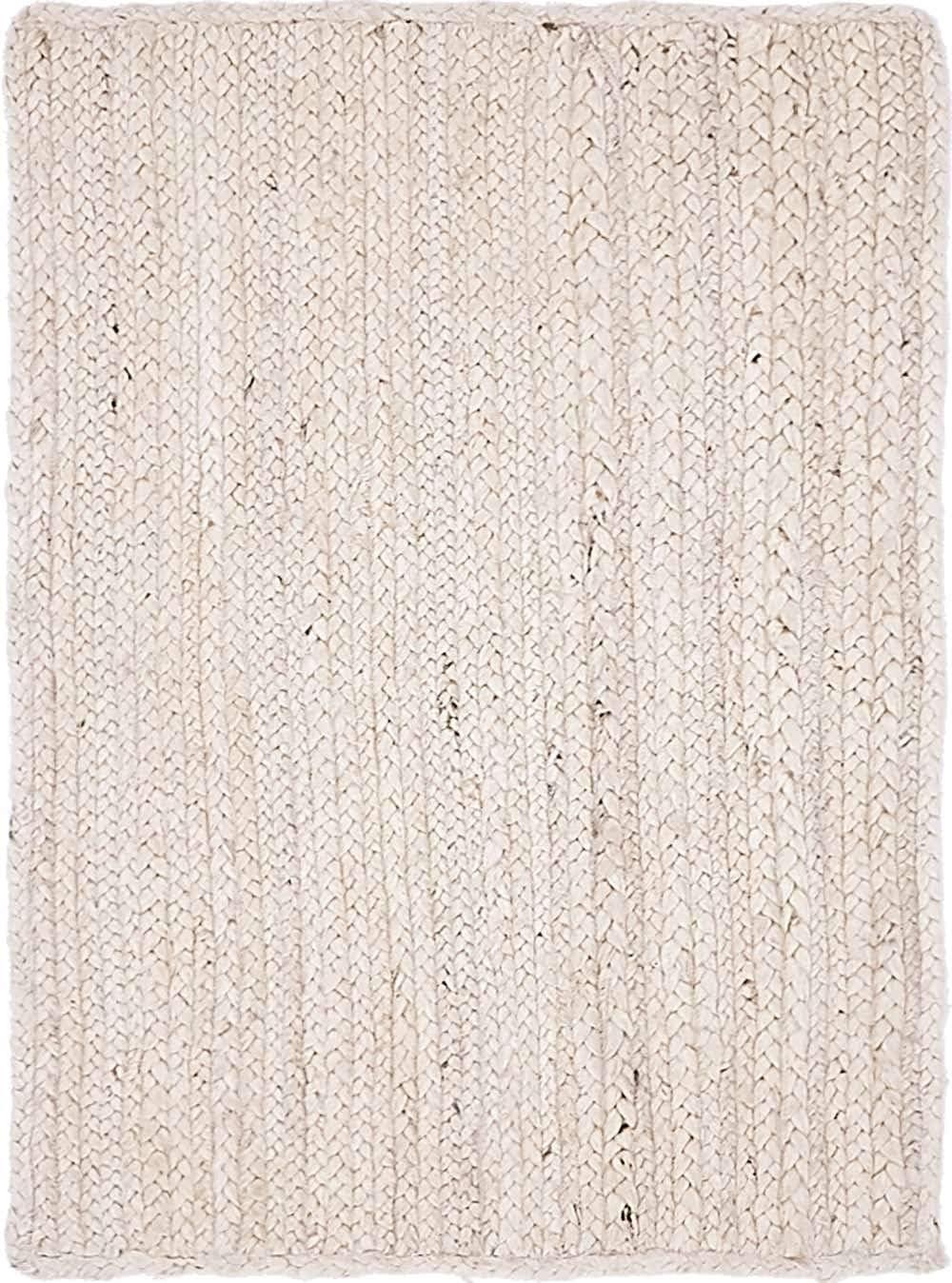 Unique Loom 2'x3' Braided Jute Dhaka White Indoor Area Rug