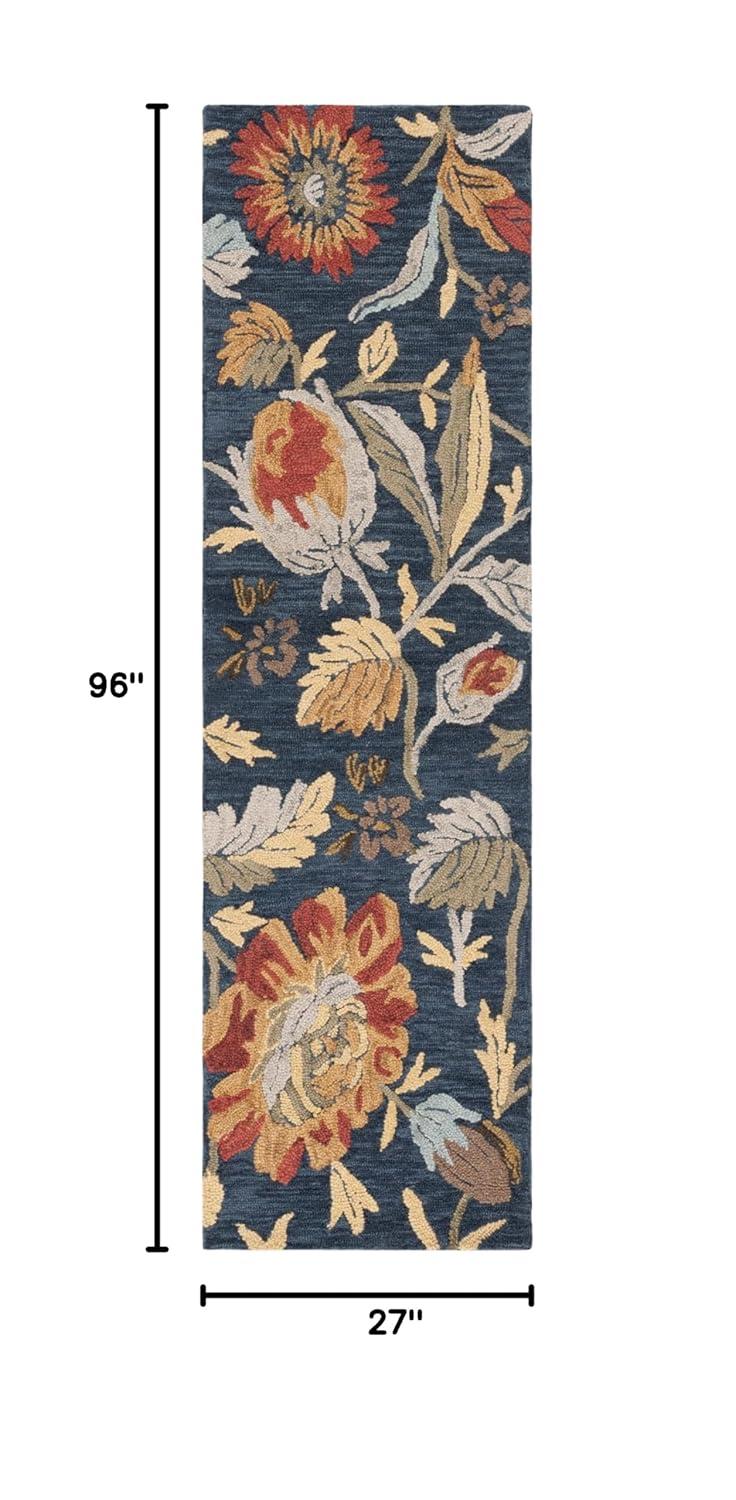 Handmade Red Floral Tufted Wool Rectangular Rug, 3' x 5'