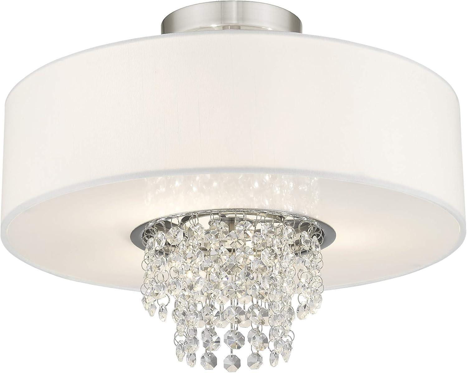 Carlisle Brushed Nickel 3-Light Semi-Flush Mount with Crystal Accents