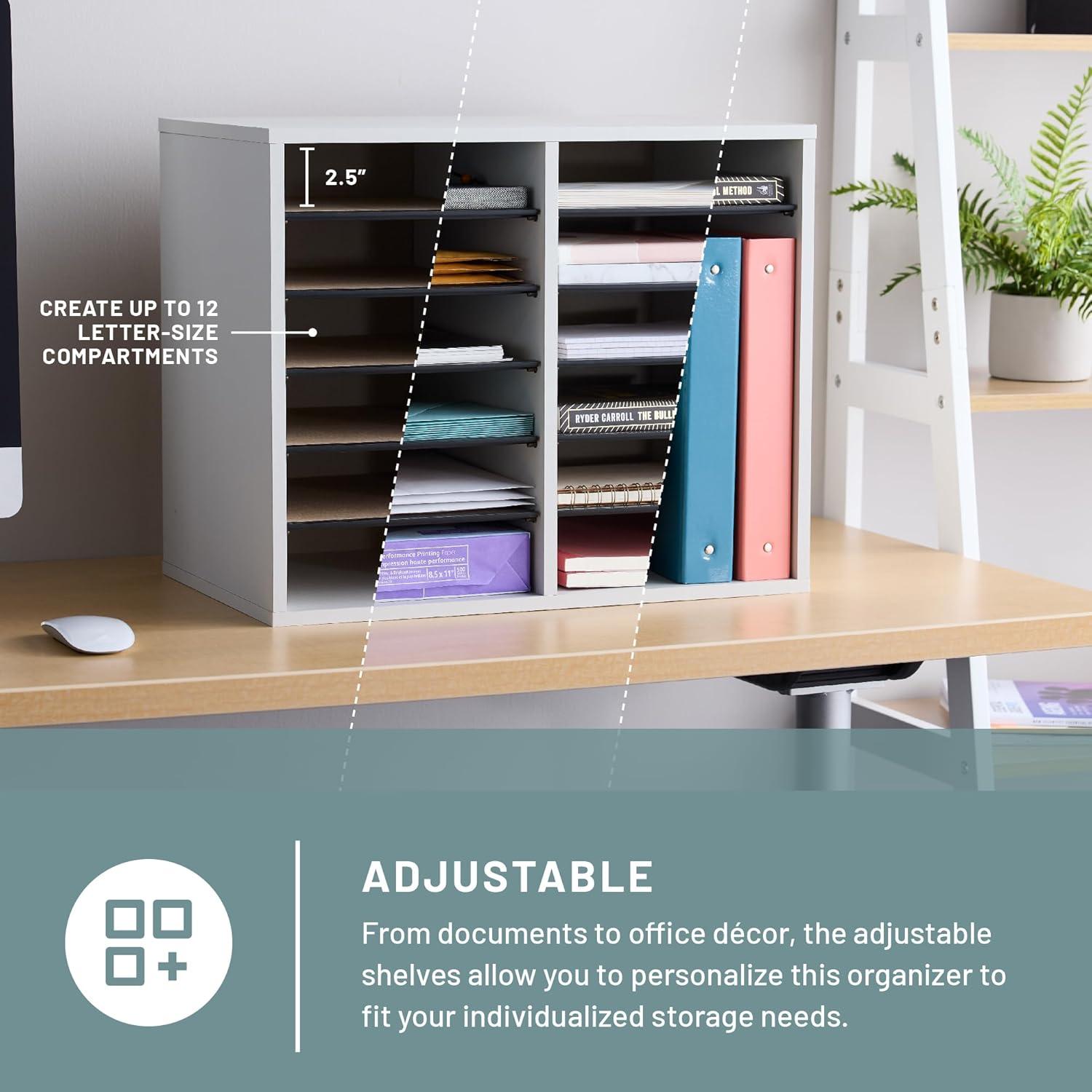 Wood Adjustable-Compartment Literature Organizer (Desktop)