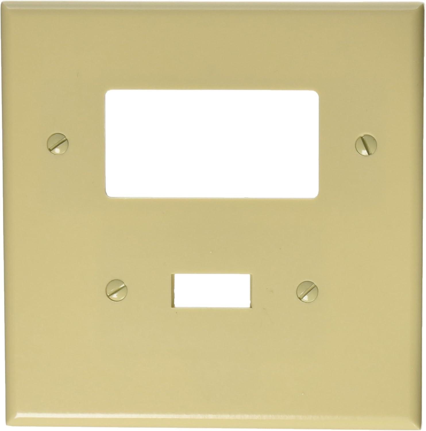 Leviton 86605 Wallplate 2-Gang 1-Toggle 1-Decora Oversize Size Plastic - Ivory